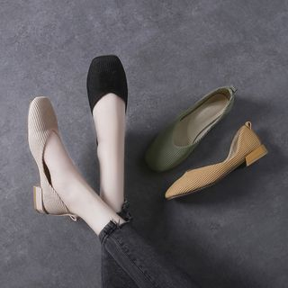 square toe block heel pumps