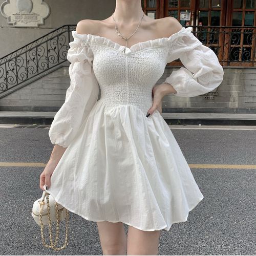 Off shoulder 2024 lantern sleeve dress