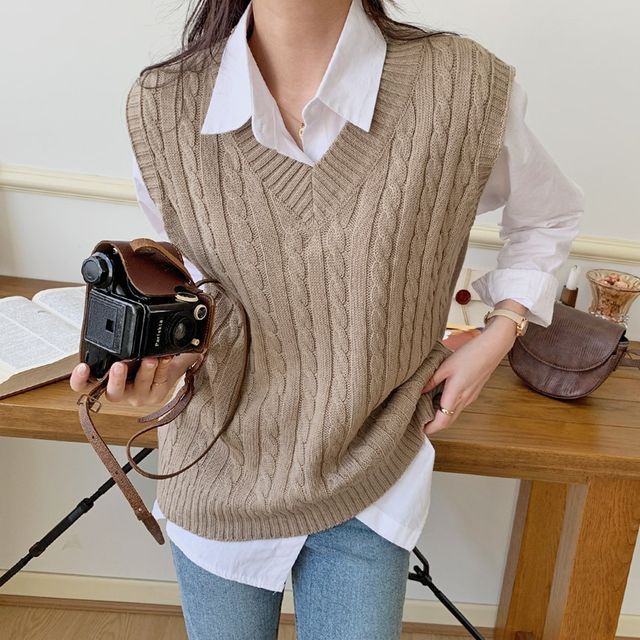 Envy Look - Cable-Knit Vest | YesStyle