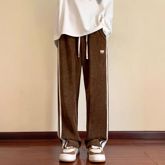 Cloud Nine-Drawstring Waist Contrast Trim Loose Fit Sweatpants