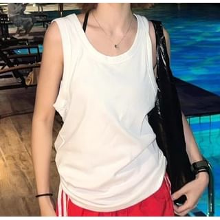 Dreamkura-Scoop Neck Plain Tank Top