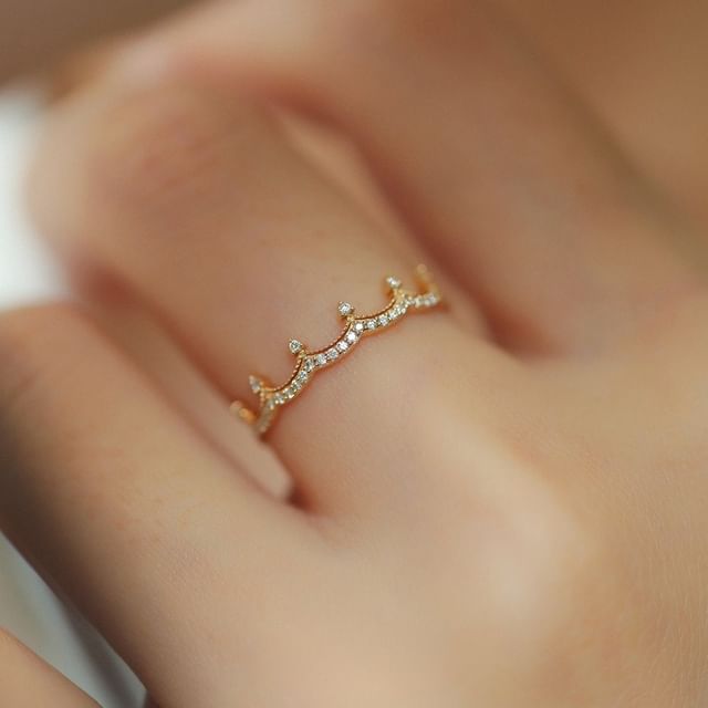 Phoenoa-Crown Rhinestone Sterling Silver Ring