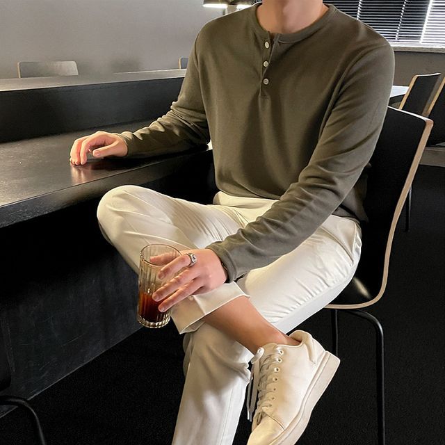 MRCYC-Long-Sleeve Henley T-Shirt