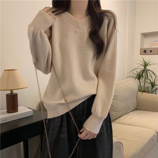 Ukiyo - V-Neck Plain Sweater | YesStyle