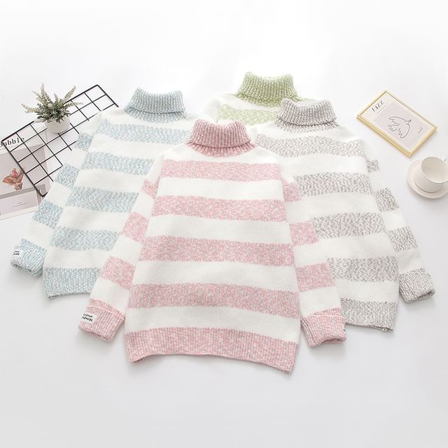 Suzette-Turtleneck Striped Oversized Sweater