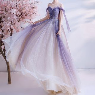 Fioridi - Rhinestone Gradient Mesh A-Line Evening Gown | YesStyle