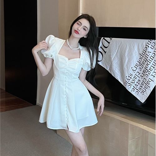 Puff sleeve sweetheart dress best sale