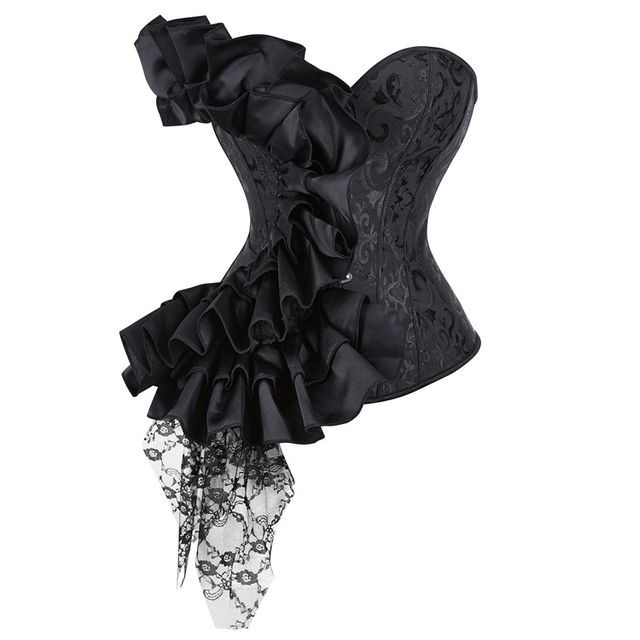 Lady Citrus-Ruffle Trim Lace Panel Bustier Top