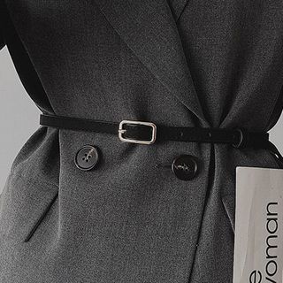 Pompabee-Faux Leather Slim Belt