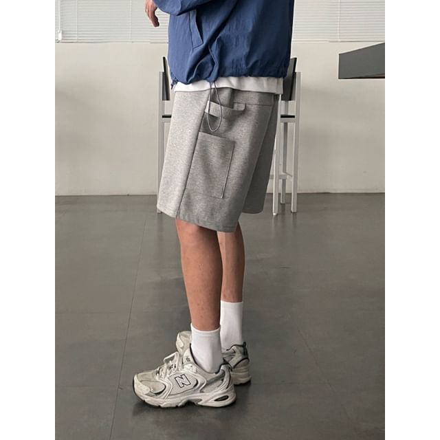 SeoulPop-Plain Drawstring Shorts
