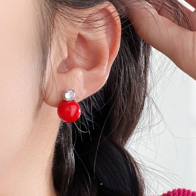 A-ROCH-925 Sterling Silver Rhinestone Bead Drop Earring
