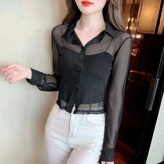 Everose-Collared Sheer Shirt