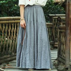 Fabric Sense - Plain Tiered Maxi Skirt