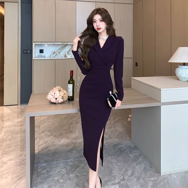 knee length dresses for ladies Lulus Long Sleeve Midi Dress - Beige main image 1