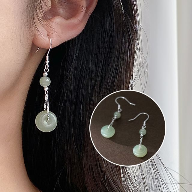 A-ROCH-Sterling Silver Jade Drop Earring