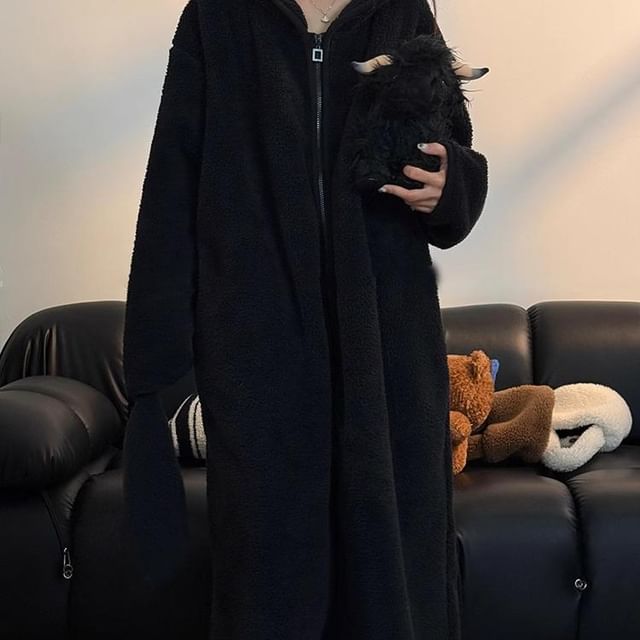 GOUB-Fleece Zip-Up Pajama Robe