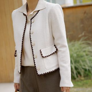 Stitched Buttoned Tweed Jacket