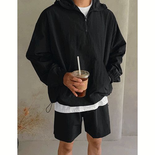 Nylon Kangaroo Anorak Hoodie