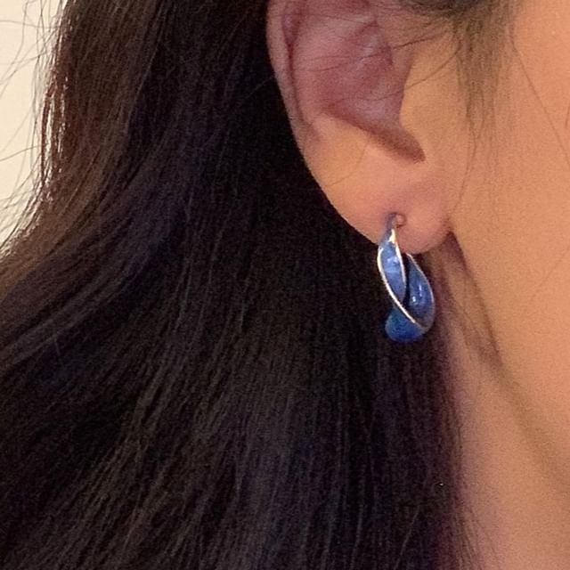 Seirios-Twisted Glaze Alloy Open Hoop Earring