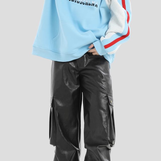 INStudio-High Waist Plain Wide Leg Cargo Pants