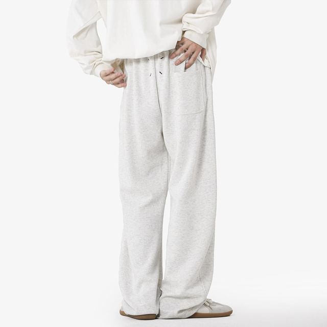 DragonRoad-High Waist Plain Wide Leg Sweatpants