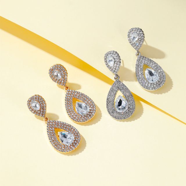 Cheermo-Rhinestone Waterdrop Earring