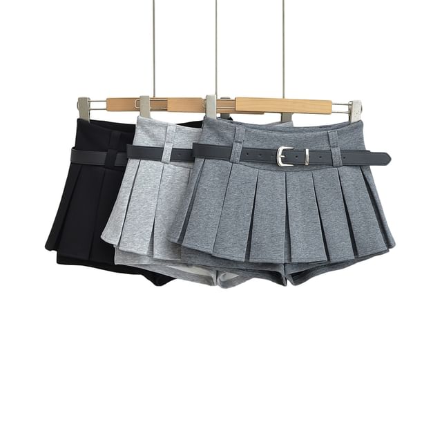Ulark-High Waist Plain Pleated Skorts