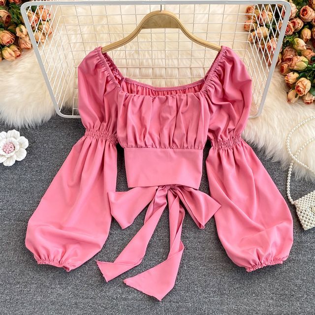 Emmalee Black Puff Sleeve Blouse-J.ING