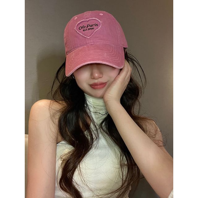 Heart Lettering Embroidered Baseball Cap