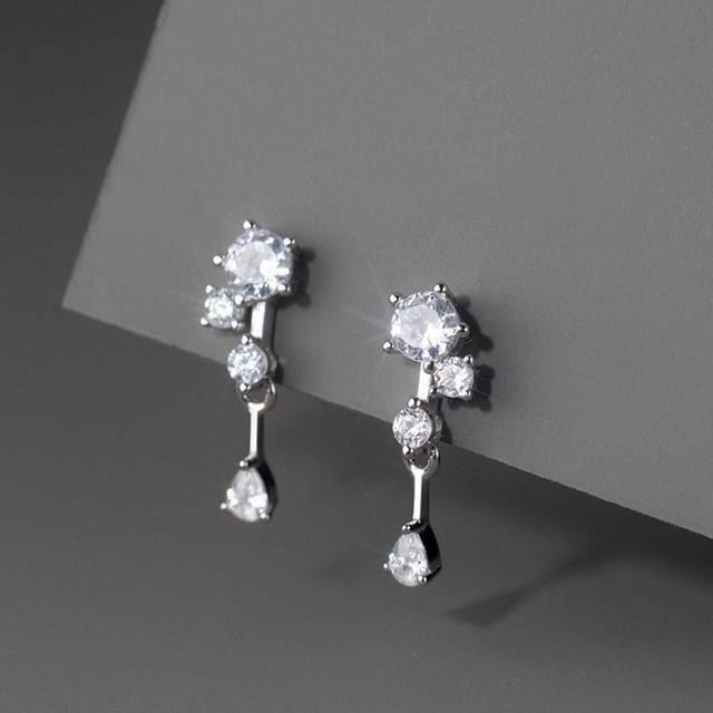 A-ROCH-925 Sterling Silver Rhinestone Drop Earring