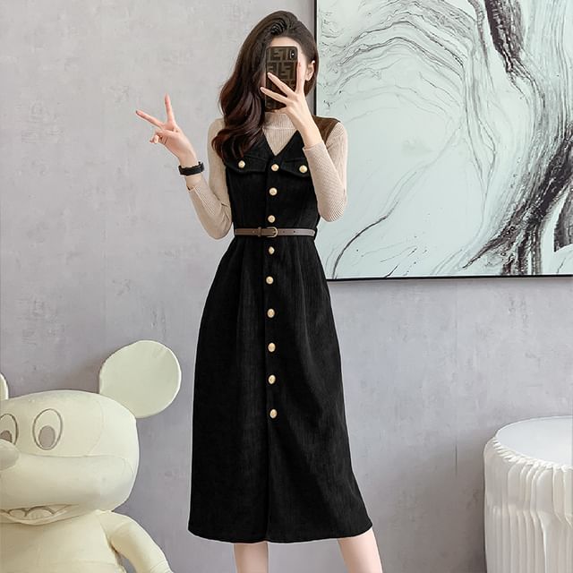 knee length dresses for ladies Mollie Baby Cord Midi Dress Lilac