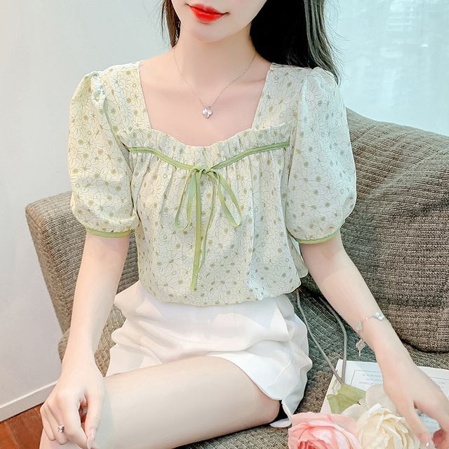 Ketta puff-sleeve floral blouse