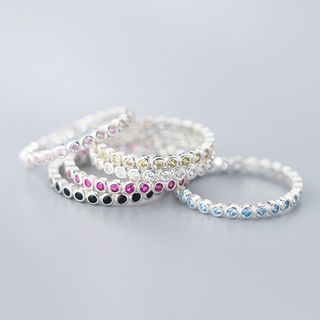 A-ROCH-925 Sterling Silver Rhinestone Ring