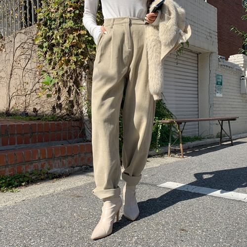 DEEPNY - Tucked Wide Corduroy Pants | YesStyle