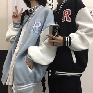 2-tone retro baseball blouson college souvenir jacket Japanese style with  embroidery