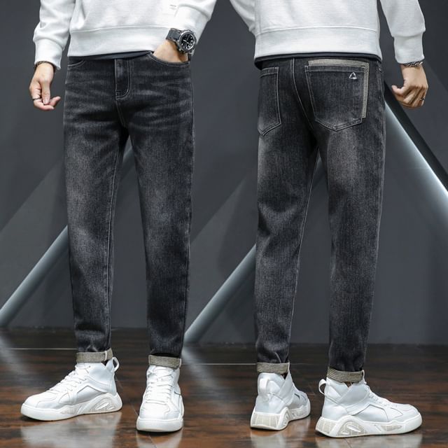 Nataro-High Waist Washed Tapered Jeans