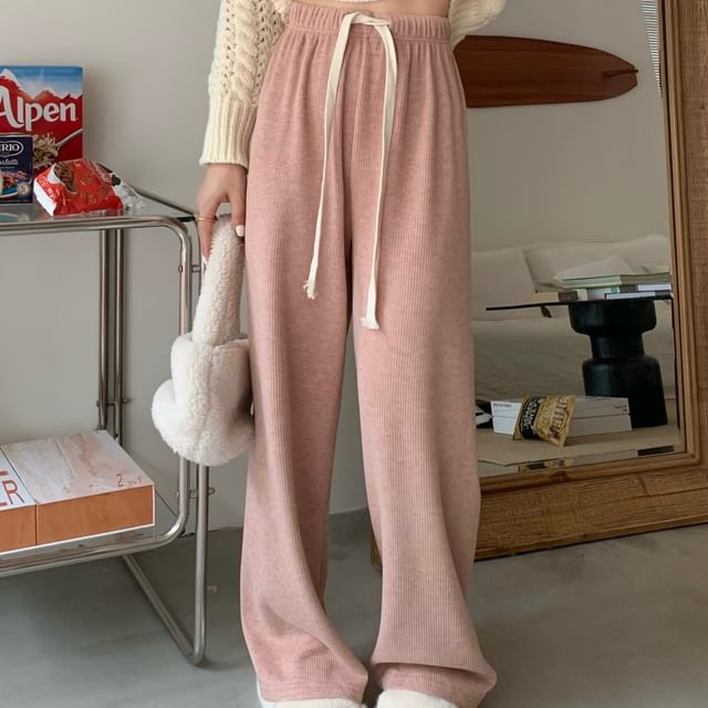 monroll-Drawstring Waist Straight Leg Pants