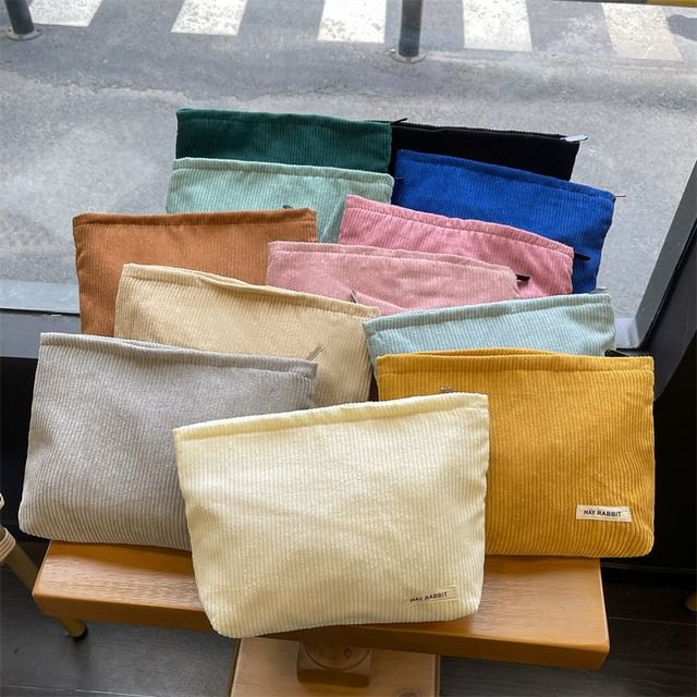 Milha-Corduroy Makeup Bag Pencil Case