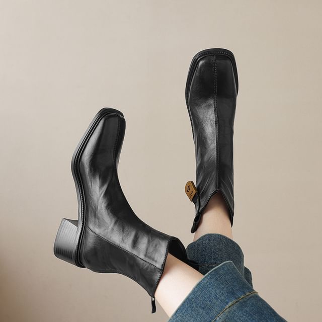 Megan-Square Toe Zip Short Boots
