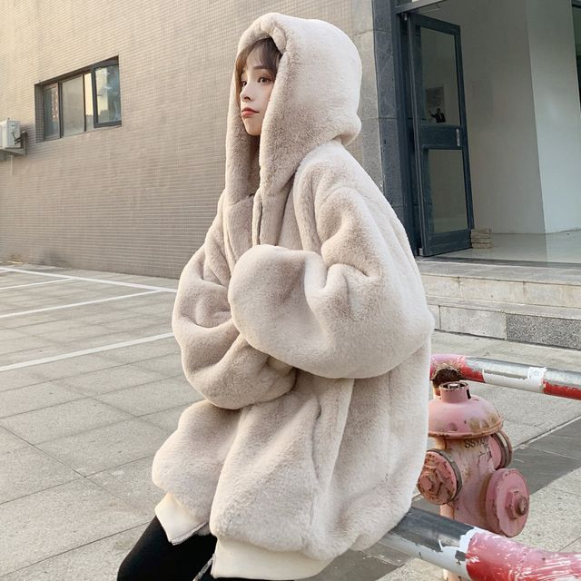Acoustic Rain-Chenille Oversized Hooded Jacket