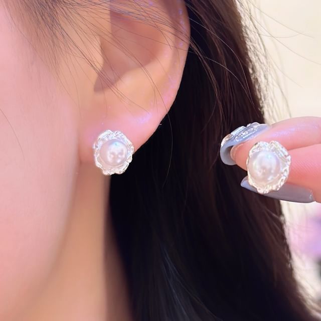 PANGU-Faux Pearl Clip-On Earring Ear Stud