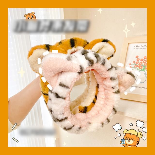 Momoi Tiger Chenille Face Wash Headband One Size