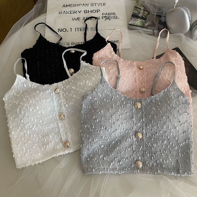 Yako-Plain Padded Crop Cami Top