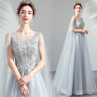 Angel Bridal - Embroidered A-Line Evening Gown | YesStyle