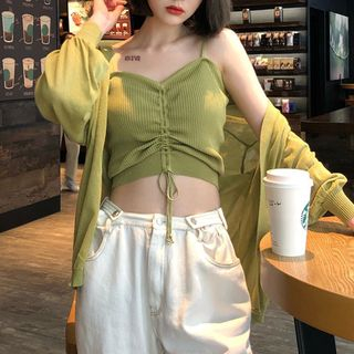 knitted cami and cardigan set