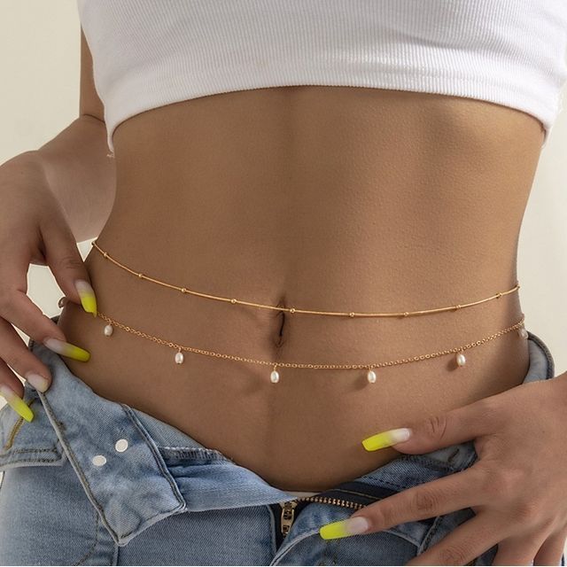 Drexxiax-Rhinestone Layered Waist Chain