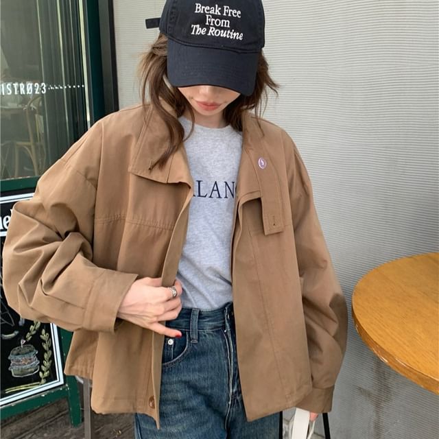 ANORA-Crewneck Button-Up Jacket