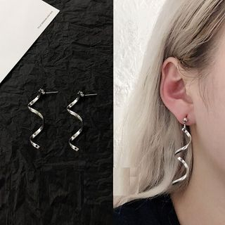 PANGU-Stainless Steel Swirl Drop Earring