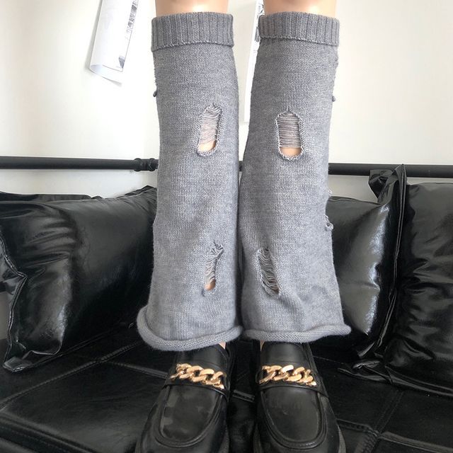 laceyleft - Plain Ribbed Knit Leg Warmers
