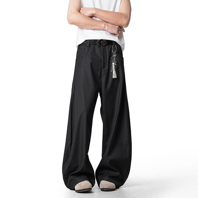 Kimeya-Mid Rise Plain Wide Leg Pants